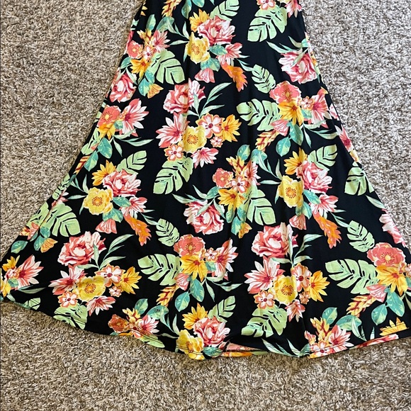 Tropical Floral Midi Dress - Black and Multicolor - Picture 3 of 12